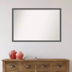 36 in. W x 24 in. H Rectangle Framed Black Silver Thin Bathroom Vanity Mirror