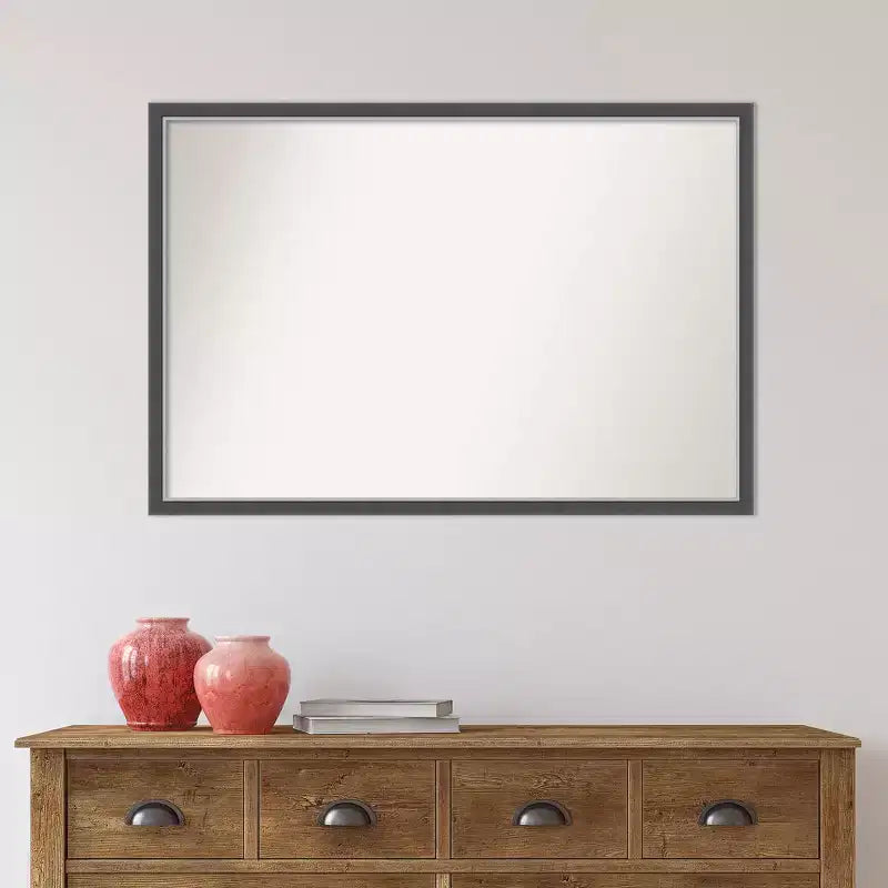 074-11-0304_6 36 in. W x 24 in. H Rectangle Framed Black Silver Thin Bathroom Vanity Mirror - Image 1
