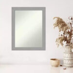 22" x 28" Non-Beveled Brushed Nickel Wall Mirror - Modern Rectangle, Includes Mounting Hardware - Image 6