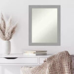 22" x 28" Non-Beveled Brushed Nickel Wall Mirror - Modern Rectangle, Includes Mounting Hardware