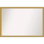 38" x 26" Non-Beveled Brushed Gold Narrow Frame Bathroom Wall Mirror - Image 2