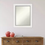 24" x 30" Non-Beveled Bathroom Wall Mirror - White Silver Frame, Rectangle, Polystyrene, Wall Mounted - Image 6