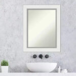 24" x 30" Non-Beveled Bathroom Wall Mirror - White Silver Frame, Rectangle, Polystyrene, Wall Mounted - Image 7