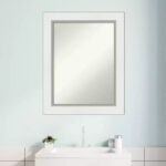 24" x 30" Non-Beveled Bathroom Wall Mirror - White Silver Frame, Rectangle, Polystyrene, Wall Mounted - Image 8