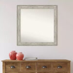 31" x 31" Square Non-Beveled Wall Mirror with Crackled Metallic Frame - Image 6
