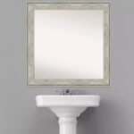 31" x 31" Square Non-Beveled Wall Mirror with Crackled Metallic Frame - Image 7