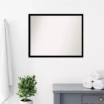 30" x 24" Non-Beveled Rectangle Framed Bathroom Wall Mirror, Jet Black - Image 9