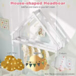 Twin Size House-Shaped Floor Bed Frame with Headboard and Clothes Hanger - Image 40