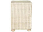 Wicker & Pine Wood Nightstand with Drawer and Shelf - Off-White - Image 4