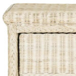 Wicker & Pine Wood Nightstand with Drawer and Shelf - Off-White - Image 8