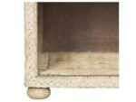 Wicker & Pine Wood Nightstand with Drawer and Shelf - Off-White - Image 9
