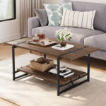 41 Inch Double Tiered Coffee Table with Storage Shelves - Image 11