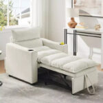 3-in-1 Convertible Sleeper Sofa Chair with Adjustable Backrest & Cup Holder