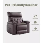 Oversized Swivel Rocker Recliner Chair, Wide PU Leather Manual Recliner with Plush Arm & Back, 360 Swivel for Living Room, Bedroom, Brown - Image 8