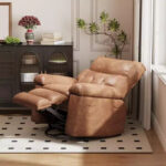 Oversized Manual Recliner Chair with Side Pocket and Faux Leather Upholstery - Image 11