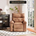 Oversized Manual Recliner Chair with Side Pocket and Faux Leather Upholstery - Image 13