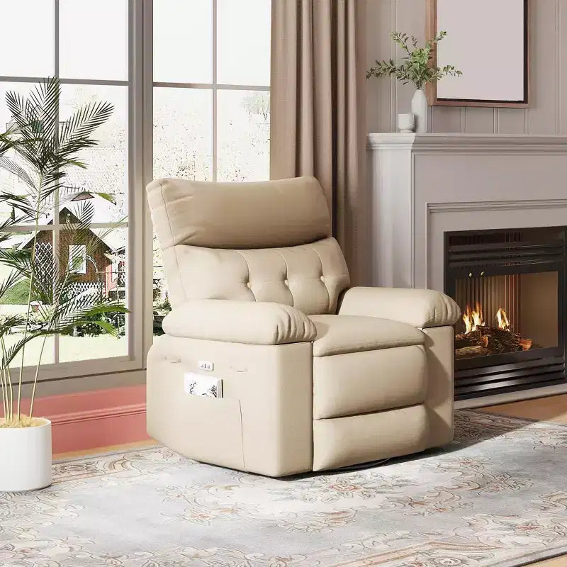 1005530846_2 Oversized Manual Recliner Chair with Side Pocket and Faux Leather Upholstery - Image 1