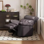 Oversized Manual Recliner Chair with Side Pocket and Faux Leather Upholstery - Image 27