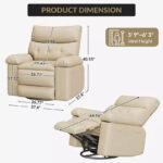 Oversized Manual Recliner Chair with Side Pocket and Faux Leather Upholstery - Image 8