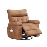 Oversized Manual Recliner Chair with Side Pocket and Faux Leather Upholstery - Image 9