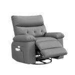 Oversized Manual Recliner Chair with Side Pocket and Faux Leather Upholstery - Image 17