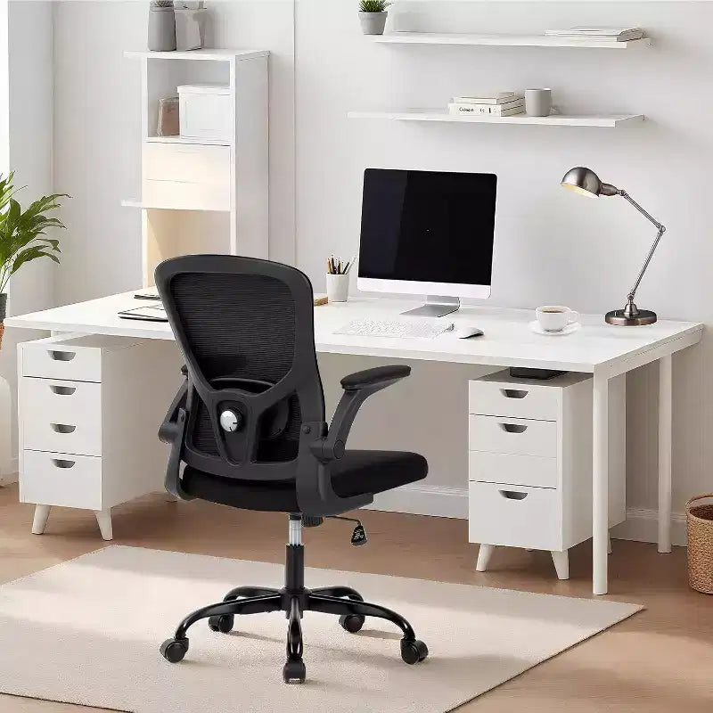 1005635512_blackframeblackweb_1 High-Back Mesh Office Chair with Adjustable Height and Flip-Up Armrests - Image 1