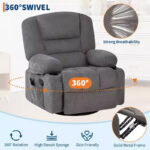 Swivel Recliner Chair with Vibration Massage and Heating Function - Image 14