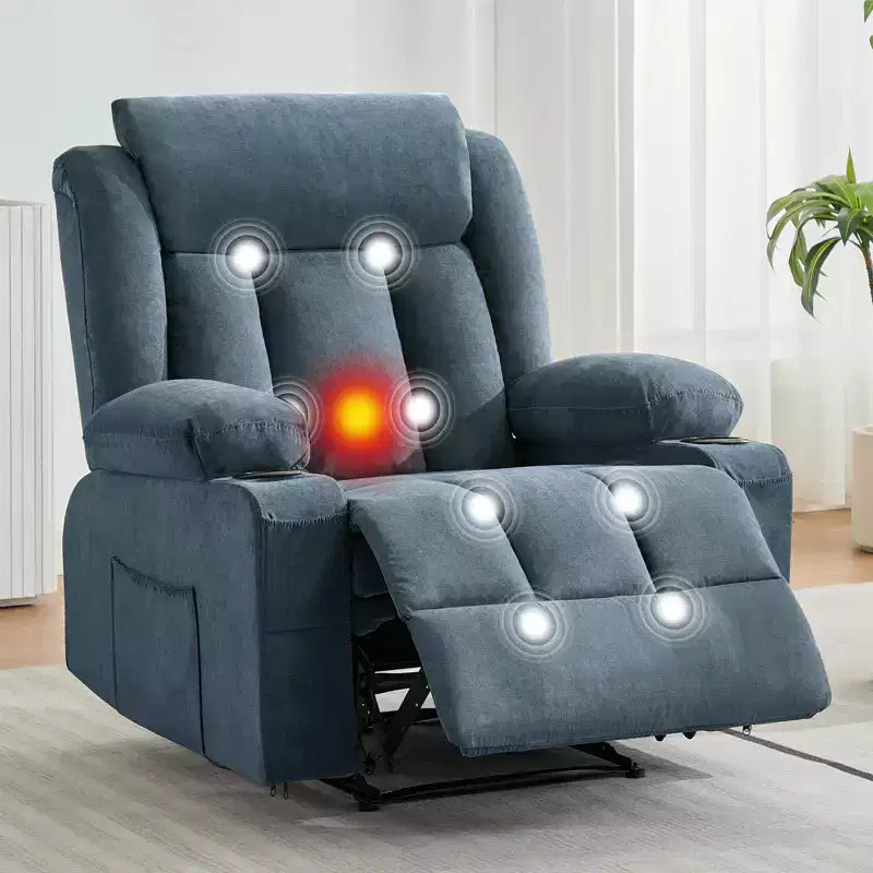 1006160366_blue_1 Manual Recliner Chair with Rocking Motion, Massage and Heat - Image 1