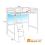 Solid Wood Loft Bed Twin/Full Size with USB Charging Station, LED Lights, Flat Rungs, Wood Slat Support, No Box Spring Needed - Image 11