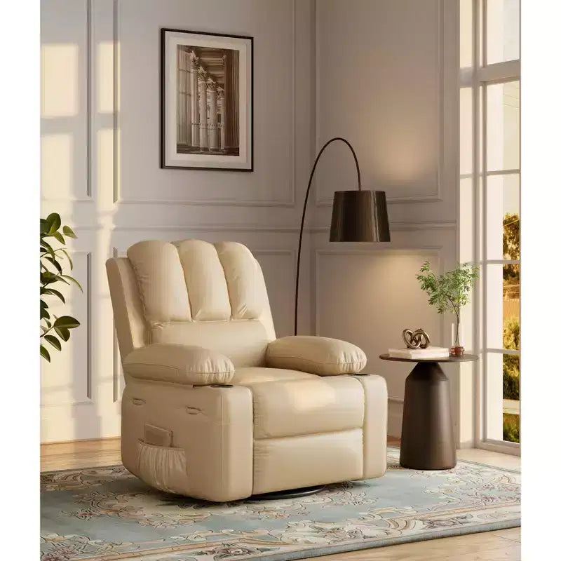 1006514448_3 Manual Recliner Chair for Adults - PU Leather Single Sofa with Wide Seat for Living Room - Image 1