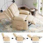 Manual Recliner Chair for Adults - PU Leather Single Sofa with Wide Seat for Living Room - Image 4