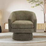 Swivel Accent Barrel Chair with Chenille Fabric Upholstery - Image 14