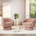 Swivel Accent Barrel Chair with Chenille Fabric Upholstery - Image 23