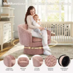 Swivel Accent Barrel Chair with Chenille Fabric Upholstery - Image 26