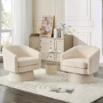 Swivel Accent Barrel Chair with Chenille Fabric Upholstery - Image 5