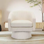 Swivel Accent Barrel Chair with Chenille Fabric Upholstery - Image 7