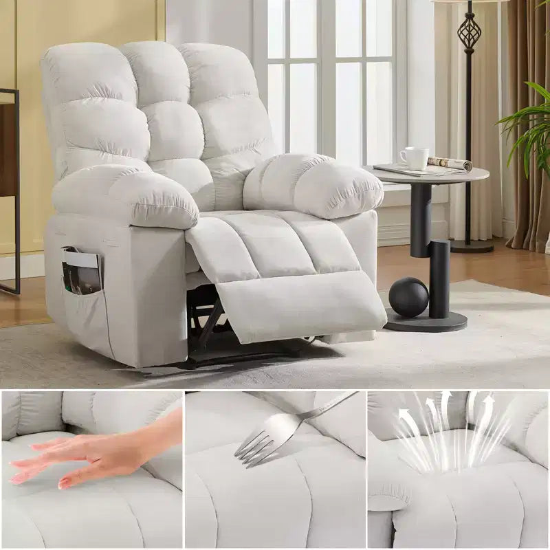 1006537243_linenbeige_1 Rocking Recliner Chair with Massage and Heat Function, 2 Side Pockets - Image 1