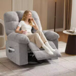 Swivel Rocking Recliner Chair with Massage and Heating – Upholstered Linen - Image 12