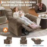 Swivel Rocking Recliner Chair with Massage and Heating – Upholstered Linen - Image 6