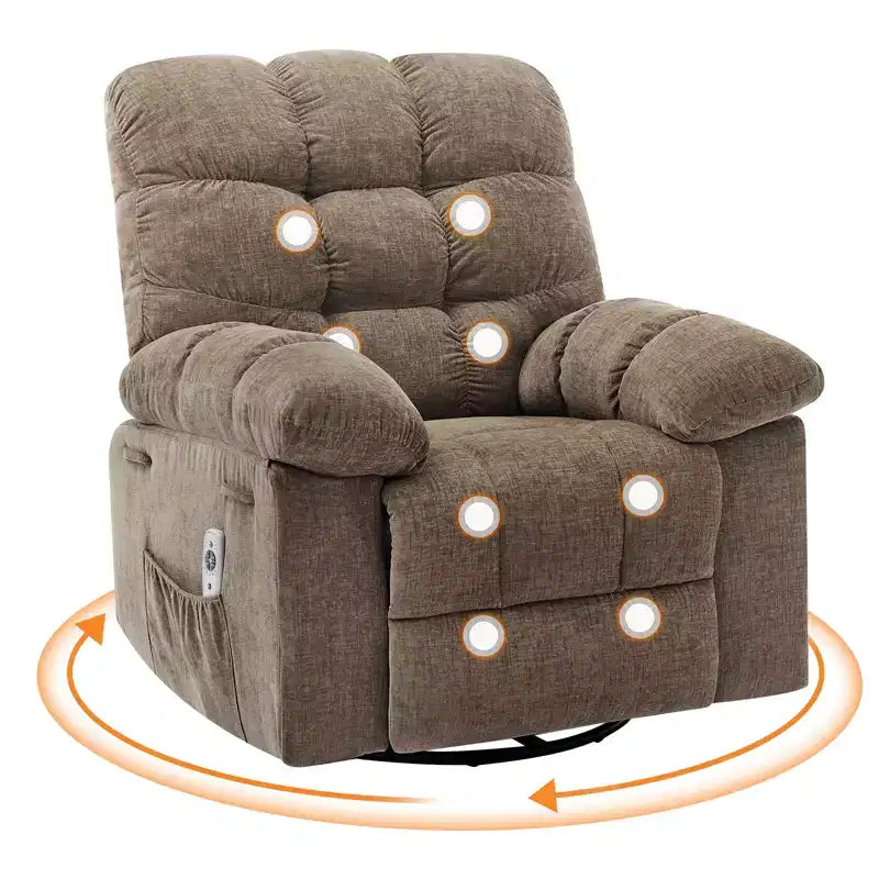 1006578704_linenbrown_1 Swivel Rocking Recliner Chair with Massage and Heating – Upholstered Linen - Image 1