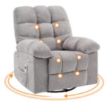 Swivel Rocking Recliner Chair with Massage and Heating – Upholstered Linen - Image 8