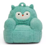 Kids Owl Plush Buddy Chair, Turquoise