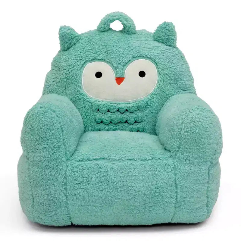 1006597861_1 Kids Owl Plush Buddy Chair, Turquoise - Image 1