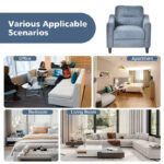 Velvet Upholstered Single Sofa Chair Modern Accent Armchair with Wooden Legs - Gray - Image 6