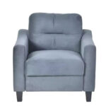 Velvet Upholstered Single Sofa Chair Modern Accent Armchair with Wooden Legs - Gray - Image 7