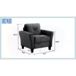 Velvet Upholstered Single Sofa Chair with Button Tufted Backrest - Modern Armchair for Living Room Bedroom Office, Black - Image 3