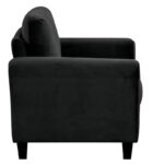 Velvet Upholstered Single Sofa Chair with Button Tufted Backrest - Modern Armchair for Living Room Bedroom Office, Black - Image 5