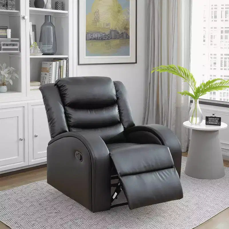 1006730634_1 Power Recliner Chair with Adjustable Backrest – Faux Leather, Black - Image 1