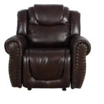 Manual Recliner Chair, Breathable Leather Reclining Chair with Adjustable Backrest for Living Room, Espresso - Image 3