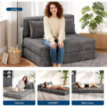 76-Inch Convertible Sofa Bed - 4-in-1 Folding Sleeper Loveseat with Corduroy Upholstery - Image 2